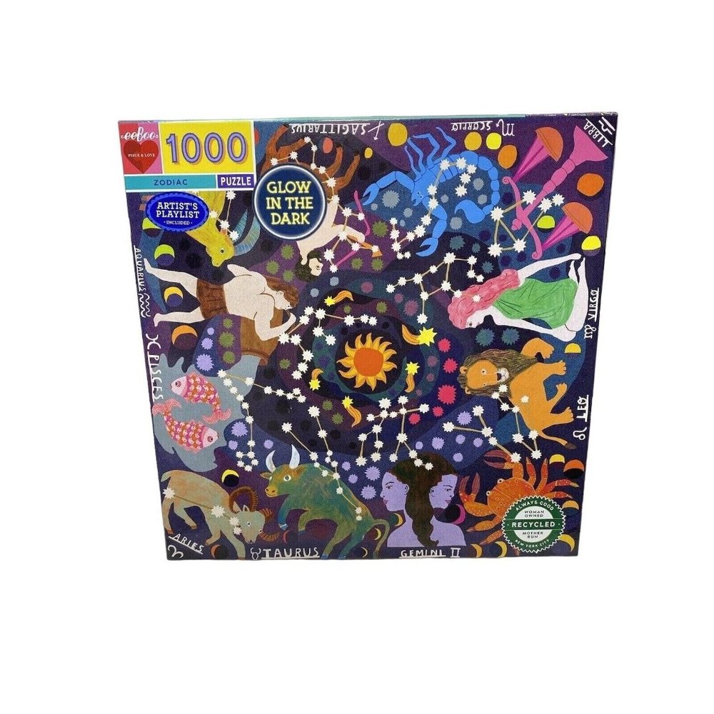 Zodiac Puzzle 1000pc Glow in the Dark Puzzle Fun Astrology Puzzle Multi-Color